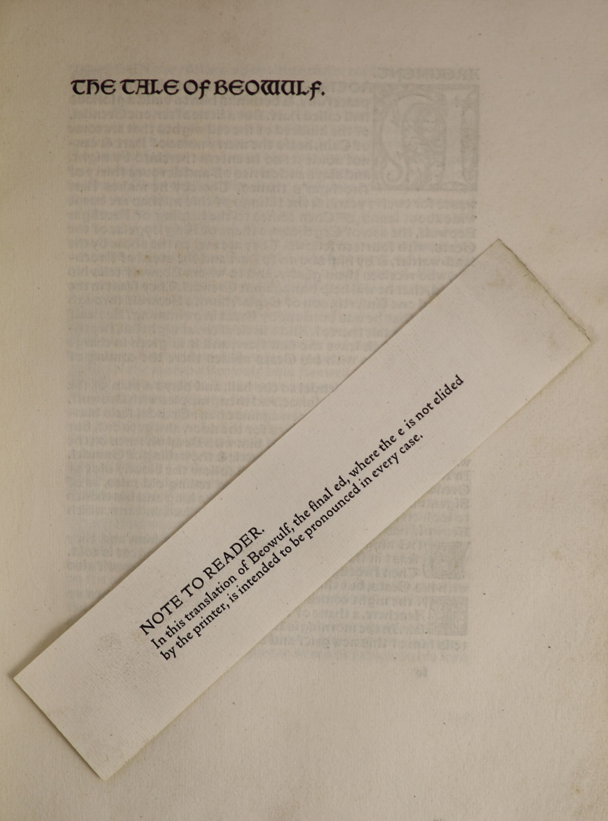 KELMSCOTT PRESS - Morris, William and Wyatt, A.J (translators) - The Tale of Beowulf, 4to, original limp vellum, one of 300 copies on Perch paper, from an edition of 308